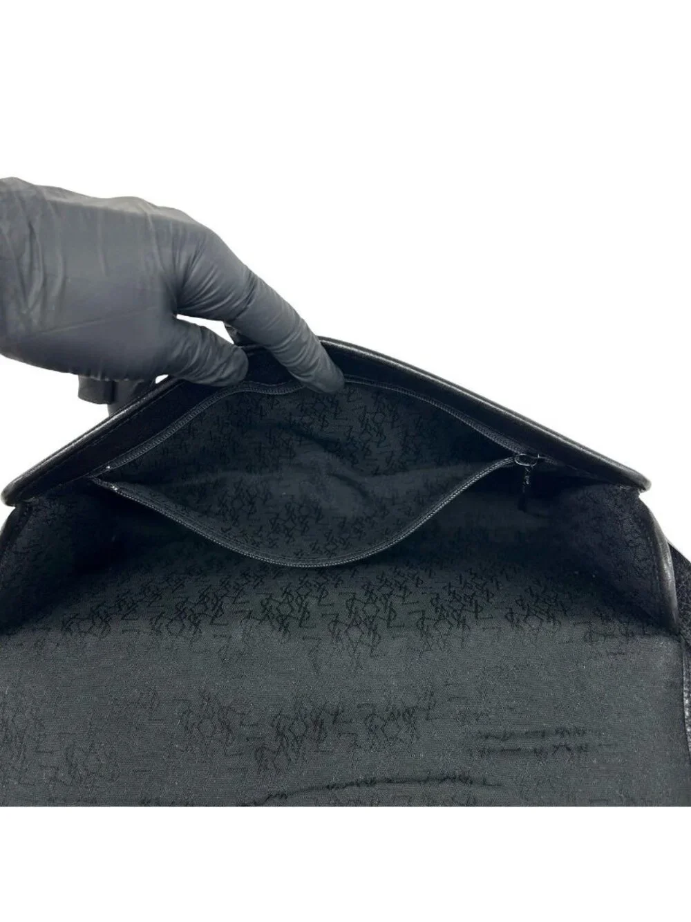 Saint Laurent Vintage YSL Logo Leather Shoulder Bag Pochette Black